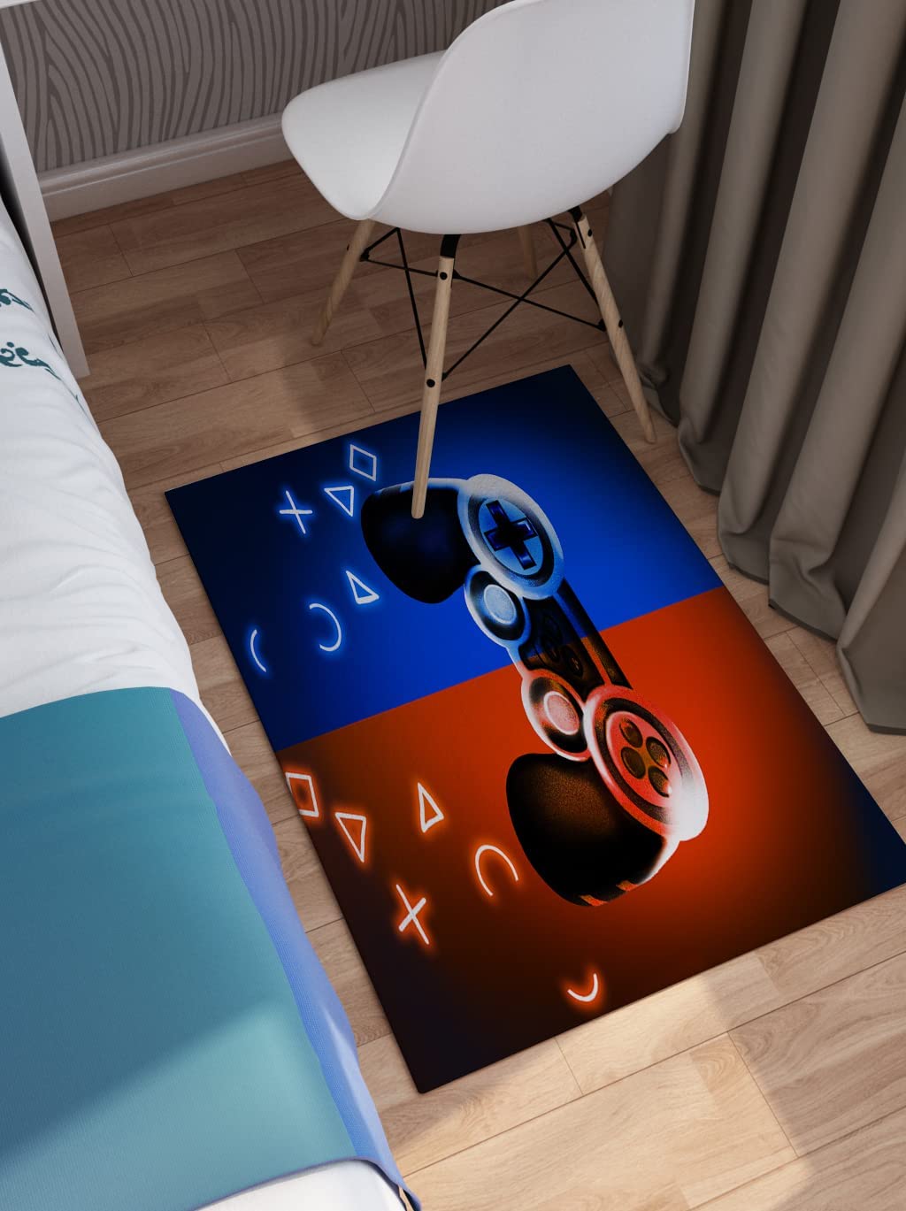 Modern Gamer Gaming Video Game Controller Art Area Rug for Boys - Image 3