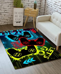 Modern Gaming Area Rugs for Boys with 3D Printed Gamepad Controller Design: Comfortable Game Area Rugs