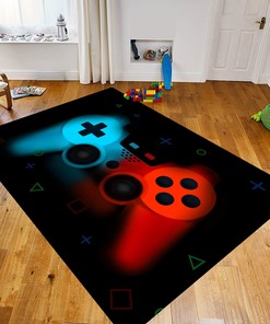 Modern Gaming Video Game Controllers Gamer Area Rug for Bathroom and Bedroom Decor with Video Game Rugs