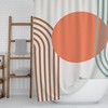 Modern Geometric Boho Shower Curtain / Green Brown Gray Orange Bath Curtain / Vintage-Inspired