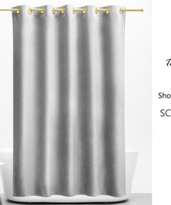 Modern Gray Velvet Shower Curtain - Heavy Duty and Waterproof with Velvet Green Bathroom Decoration