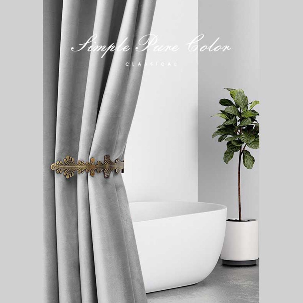Modern Gray Velvet Shower Curtain - Heavy Duty and Waterproof with Velvet Green Bathroom Decoration - Image 4
