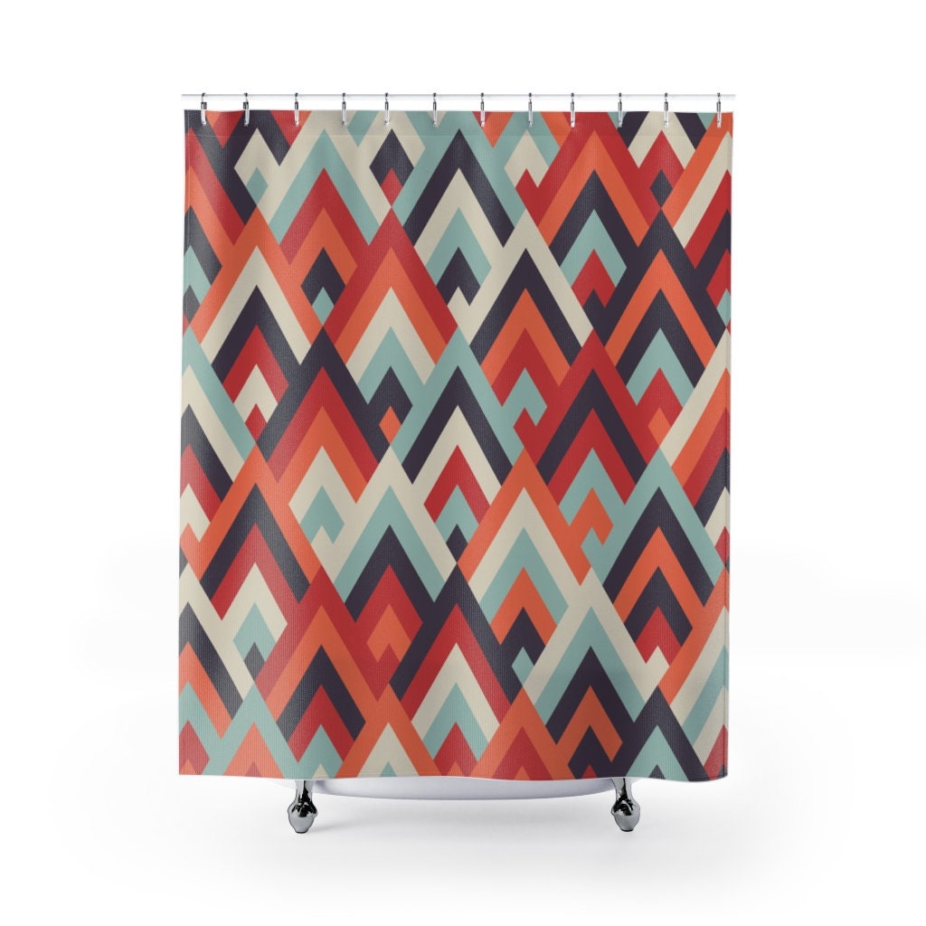 Modern Mid Century Art Deco Shower Curtain | Contemporary Bathroom Accessory | Shower Curtains Decorative