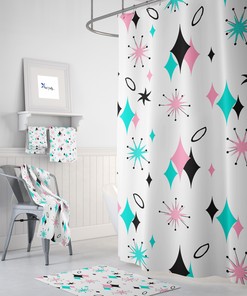 Modern Mid Century Geometric Shower Curtain - Add Some Style to Your Bathroom