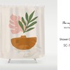 Modern Minimalist Abstract Art Plant Shower Curtain, Waterproof with Hooks, Washable Bath Decor, Custom Sizes Available