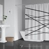 Modern Minimalist Abstract Shower Curtain Black and White Line Art Design Bath Curtain for Minimalist Bathroom Decor