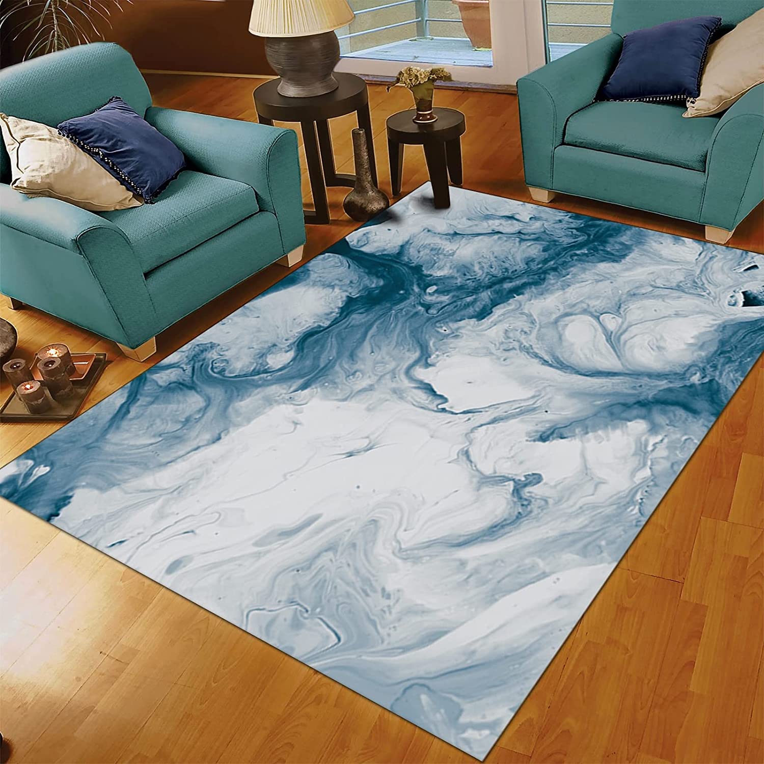 Modern Minimalist Sky Clouds Art Deco Rug for Living Room or Bedroom with Retro Vibe