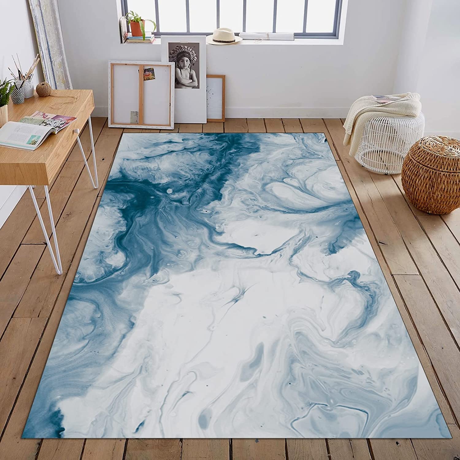 Modern Minimalist Sky Clouds Art Deco Rug for Living Room or Bedroom with Retro Vibe - Image 2