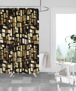 Modern Mod Blocks Abstract Shower Curtain with Optional Matching Towels and Mat for Creative Bathroom Decor