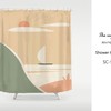 Modern Mountain and Boat Shower Curtain - Waterproof and Washable for Home Decor - Custom Sizes