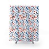 Modern Nature Shower Curtain with Flower, Seed Pod, and Leaf with Keywords Shower Curtains Decorative