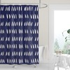 Modern Navy Blue and White Shower Curtain with Abstract Raindrop Cutouts for Neutral Minimalist Decor