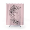 Modern Pink Woman in Flowers Line Art Shower Curtain, Art Deco, Bath Curtain, Bathroom Decoration, Woman's Body Line Art
