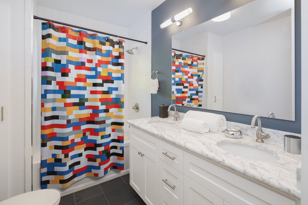 Modern Restroom Shower Curtain for a Stylish Bathroom, 71 x 71 inch Curtain - Image 2