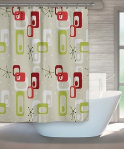 Modern Retro Eames Era Shower Curtain for a Stylish Gift