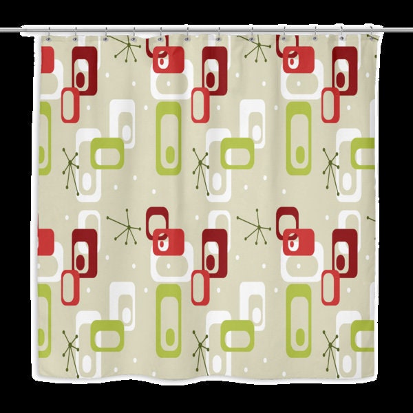 Modern Retro Eames Era Shower Curtain for a Stylish Gift - Image 2