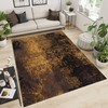 Modern Retro Minimalism Yellow Brown Distressed Texture Area Rug - Striking Carpet for Your Home