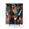 Modern Shower Curtain with Abstract Art Print Unique Bathroom Decor Idea with Colorful Art and Housewarming Gift
