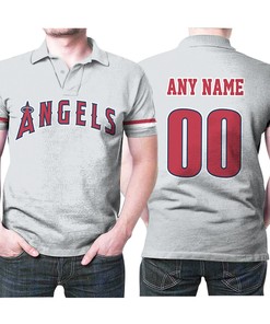 Modern Style with LA Angels 00 Any Name 2020 Grey Players Jersey Polo Shirt in 3D