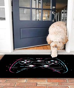 Modern Tech Style Gaming Room Area Rug with Gamer Controller Gamepad Pattern