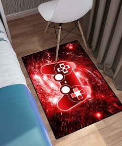 Modern Video Game Area Rugs for Boys: Gaming Room Carpets with Controller 3D Print Design