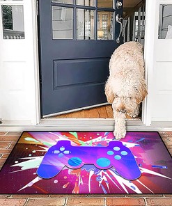 Modern Video Game Area Rugs with Large Gamepad Controller Pattern Carpets for Teens' Bedroom and Living Room Home Decor