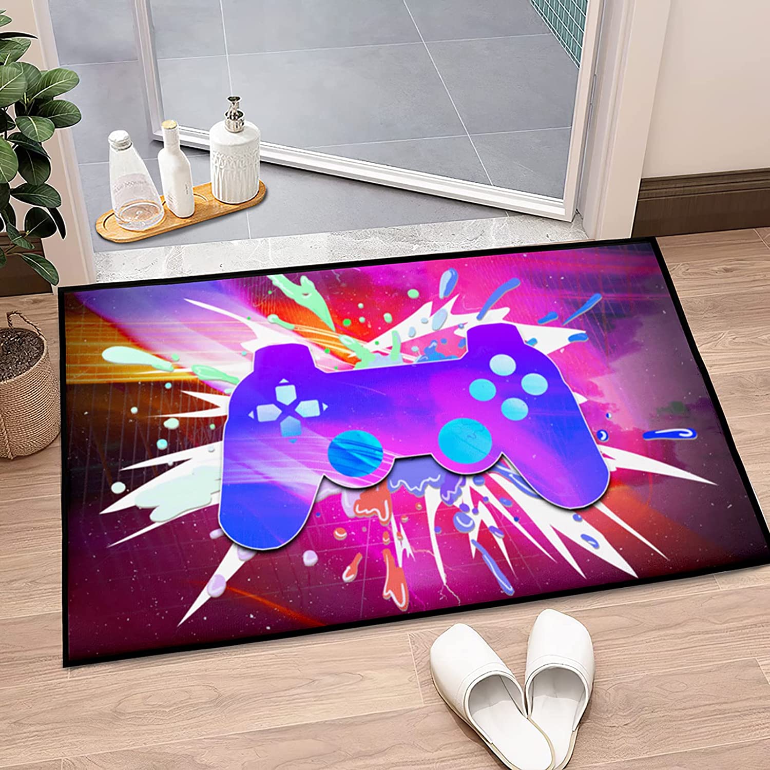 Modern Video Game Area Rugs with Large Gamepad Controller Pattern Carpets for Teens' Bedroom and Living Room Home Decor - Image 2