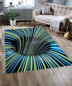 Modern Vortex Area Rug - Non-Slip Themed Rug for Living Room - Ideal Gift for Him with Eye-Catching Design