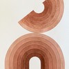 Modern Wool Soft Washable Area Rug with Terracotta White Half Circles Pattern - Minimalist Non-Slip