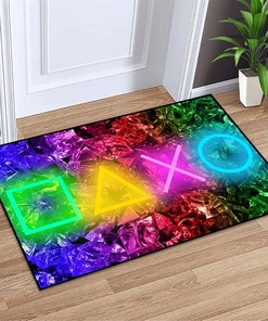Modern and Stylish Black Gaming Rugs for Boys' Bedroom and Living Room: Featuring Game Controllers