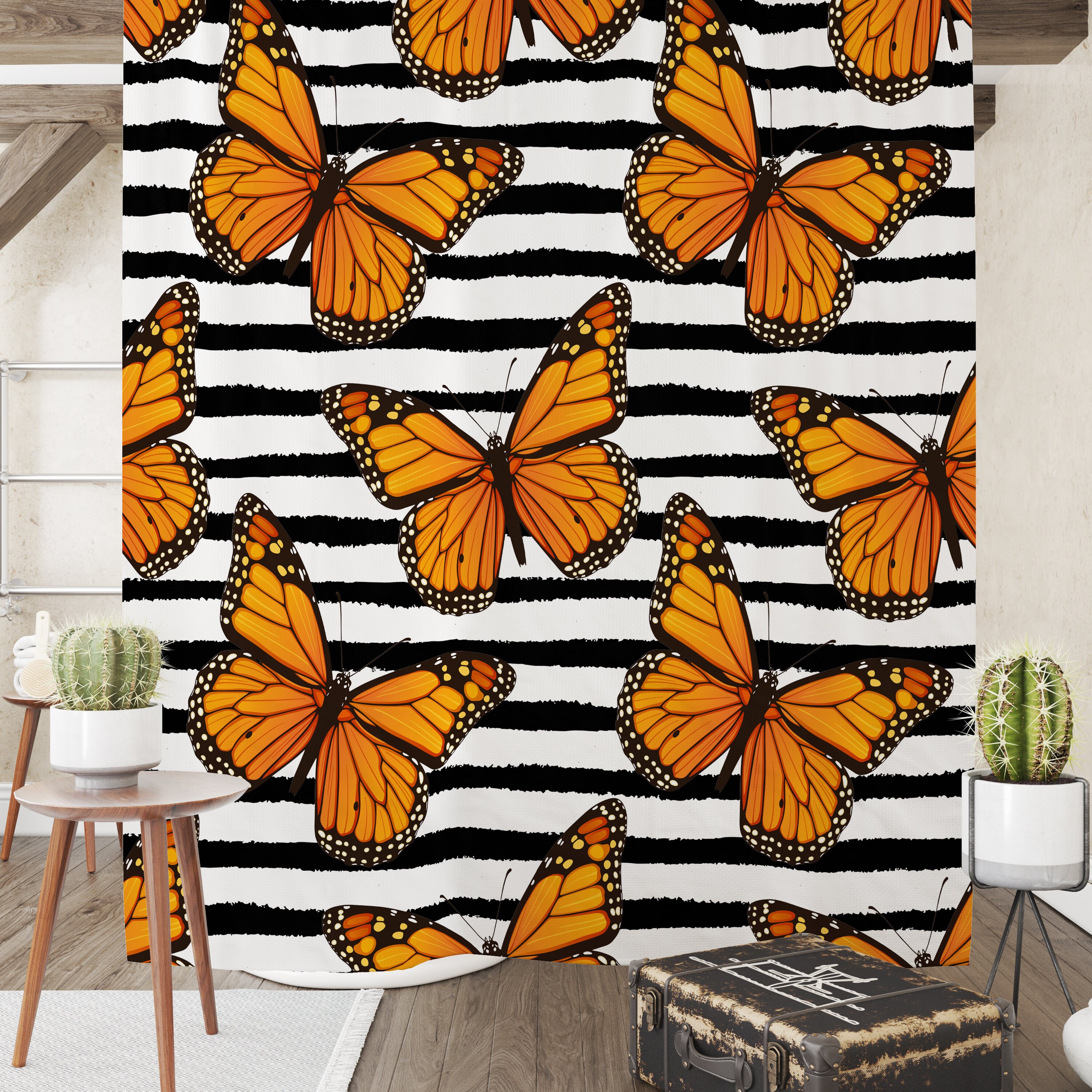 Monarch Butterfly Shower Curtain Set with Matching Towels and Bath Mat - Image 2