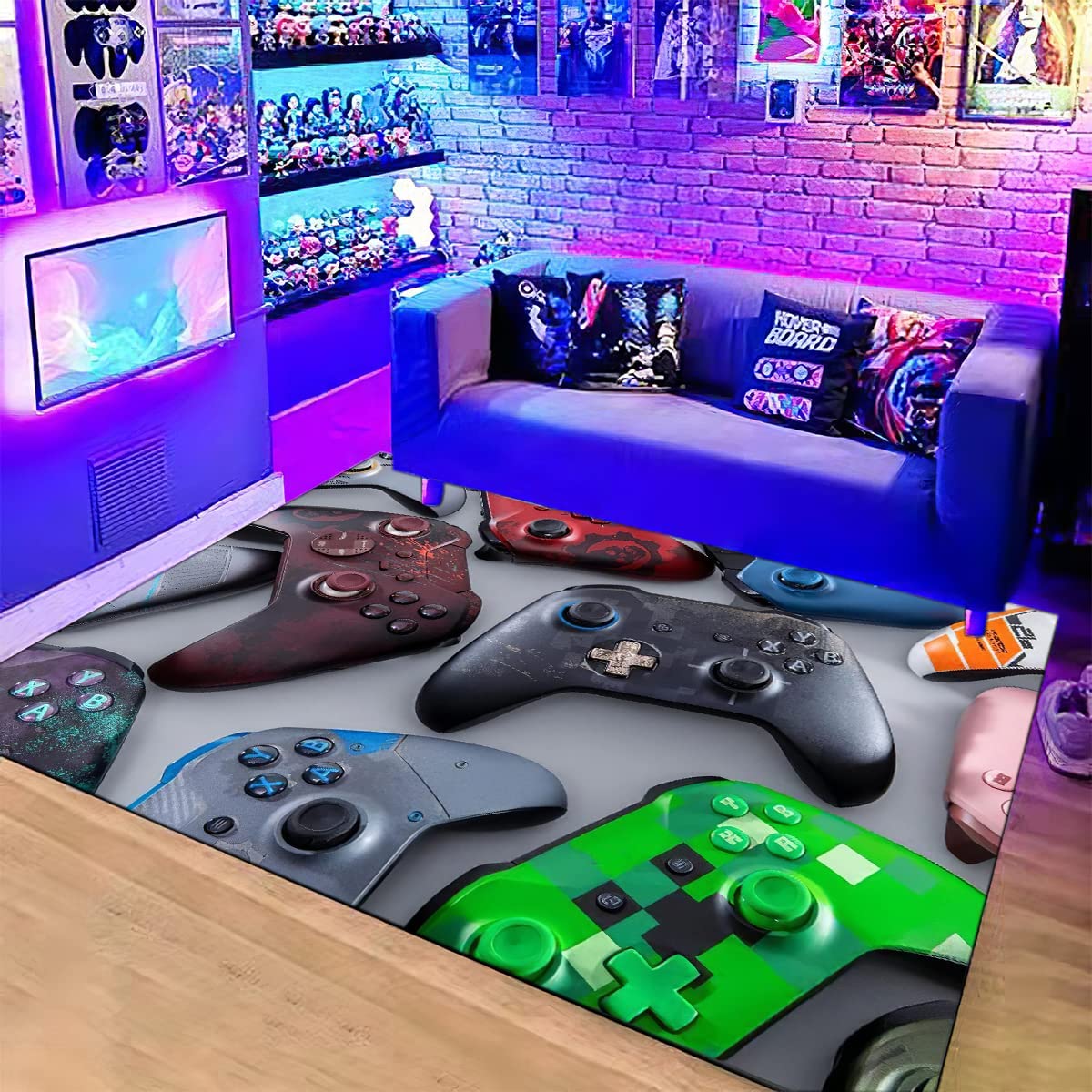 Monochrome Sketch Style Gaming Design Racing Monitor Device Gadget Teen 90's Ambesonne Video Games Area Rug - Image 2