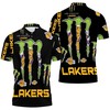 Monster Energy logo for lovers Los Angeles Lakers polo shirt featuring an all over print design.