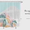 Monstera Leaves Shower Curtain, Snow Mountain Waterproof Bathroom Accessory with Matching Hooks