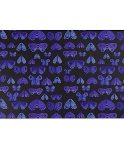 Moody Blue Butterfly and Dark Floral Area Rug with Boho Moth Design for Bedroom and Living Room with Retro Touch