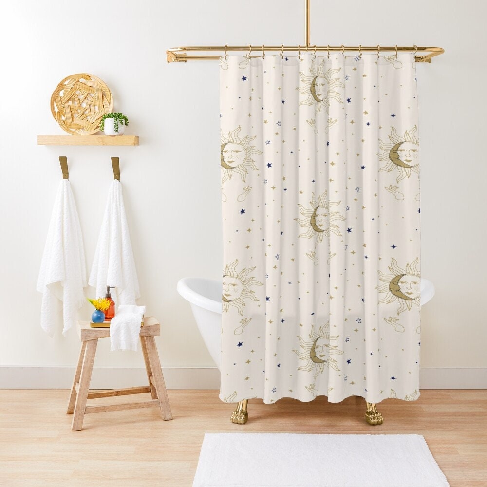 Moon and Tarot Spiritual Shower Curtain | Eco-Friendly Polyester, Waterproof and Extra-Durable