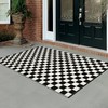 Moroccan Checkered Area Rug - Black and White Outdoor Washable Runner Rug - Reversible Floor Mat
