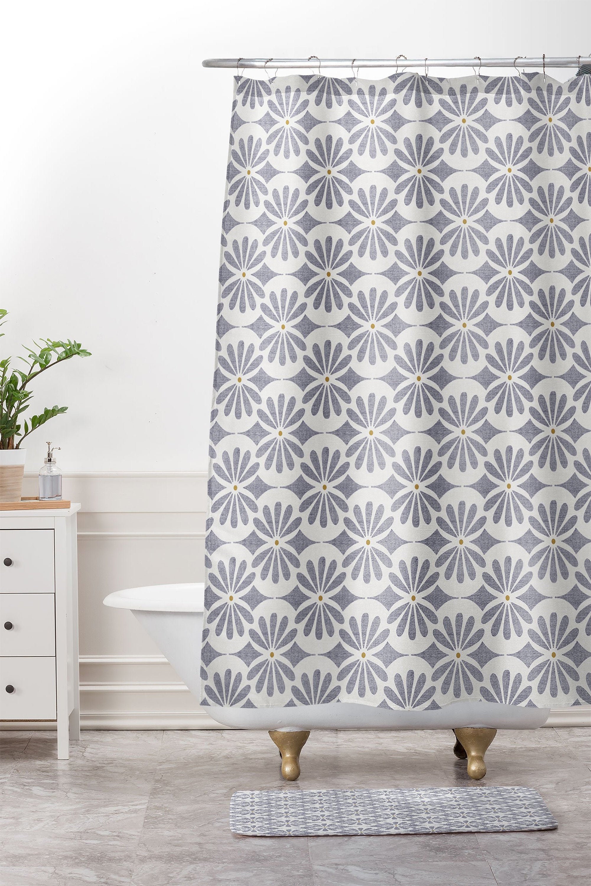 Moroccan Geometric Shower Curtain for Modern Farmhouse Bathroom Decor