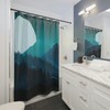 Mountain Landscape Pine Trees Boho Shower Curtain, Mid Century Modern Nature Lover Shower Curtain