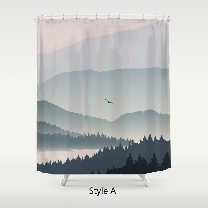 Mountain Water Blue Ink Schilderij Disney Shower Curtain, Badkamer Home Decor - Image 3