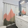 Mountains Nature Lover Boho Shower Curtain, Brown Yellow Earth Tones Bath Curtain, Mid Century Modern Bathroom Decor