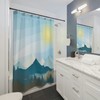 Mountains Sunrise Boho Shower Curtain, Mid Century Modern Nature Lover Shower Curtain, Abstract Shower Curtain