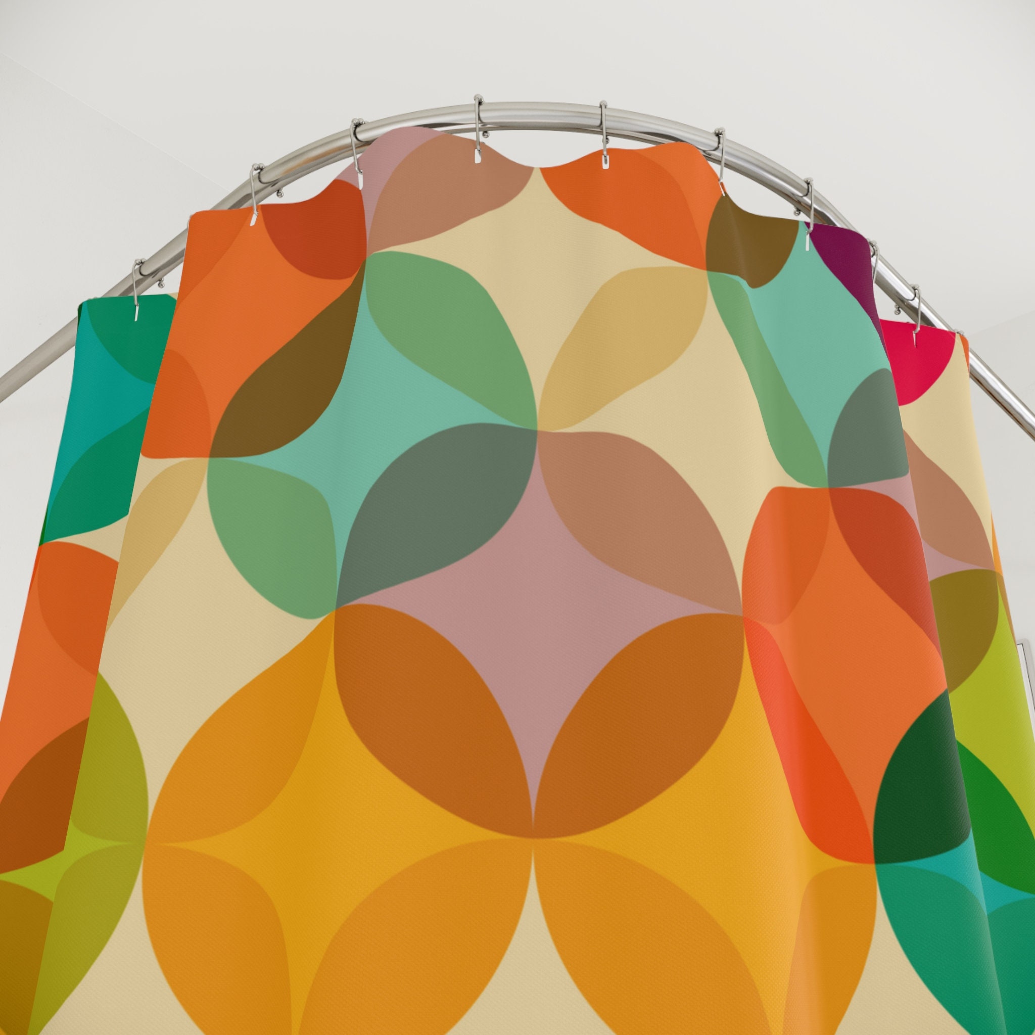 Multicolored Mid Century Modern Shower Curtain: Retro and Abstract