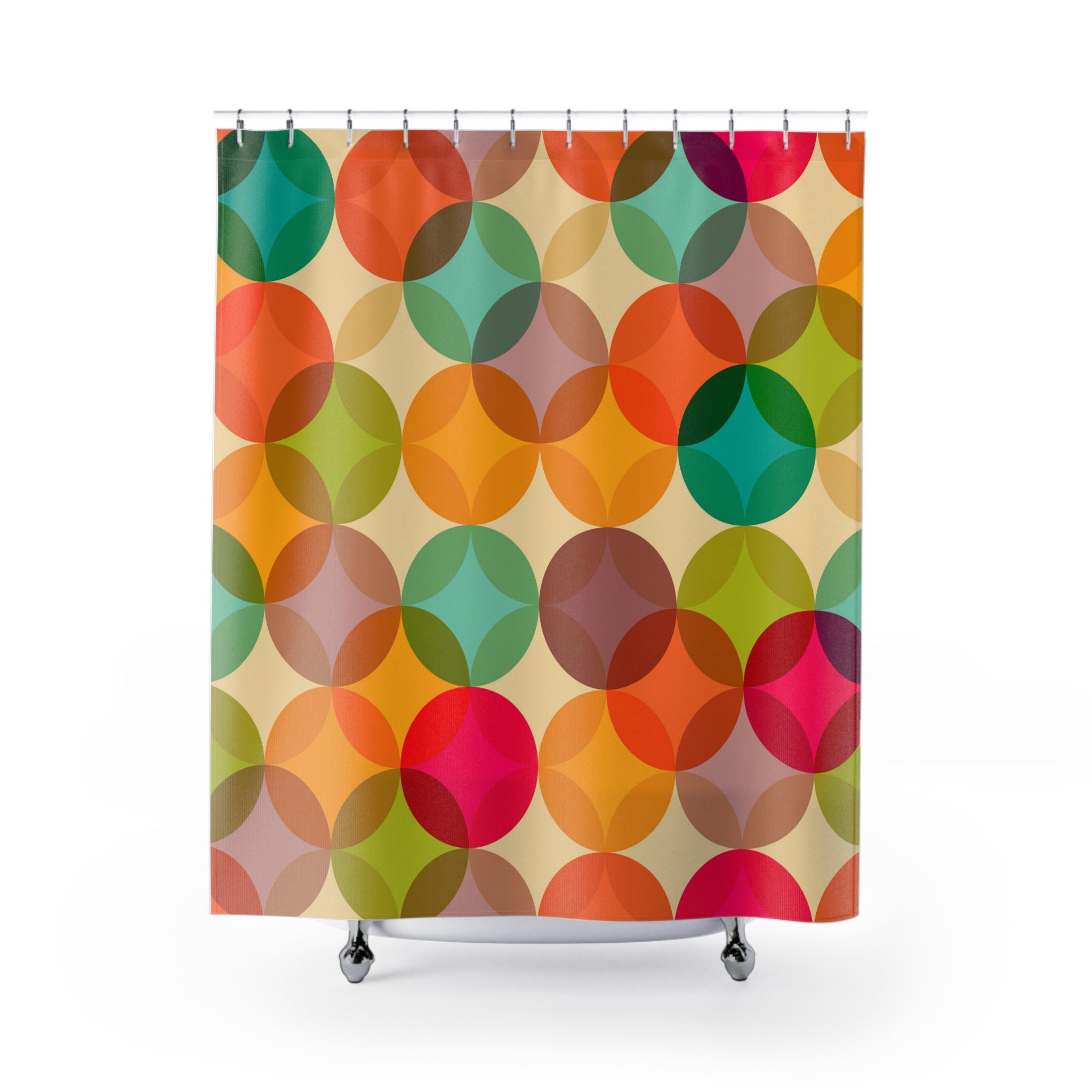 Multicolored Mid Century Modern Shower Curtain: Retro and Abstract - Image 2
