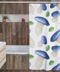 Mushroom Home Decor Tub Shower Curtain, Groovy 60's 70's Hippie Bathroom Accessory with Enchanting Charm