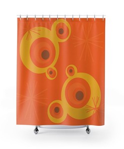 Mustard Yellow Geometric Shower Curtain for MCM Bathroom