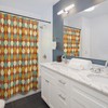 Mustard Yellow Mid Century Modern Shower Curtain, Retro Bathroom Decor