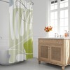 Muted Green Tone Abstract Shower Curtain with Leaves - Scandi Mid Century Modern Design for Bathroom Decor
