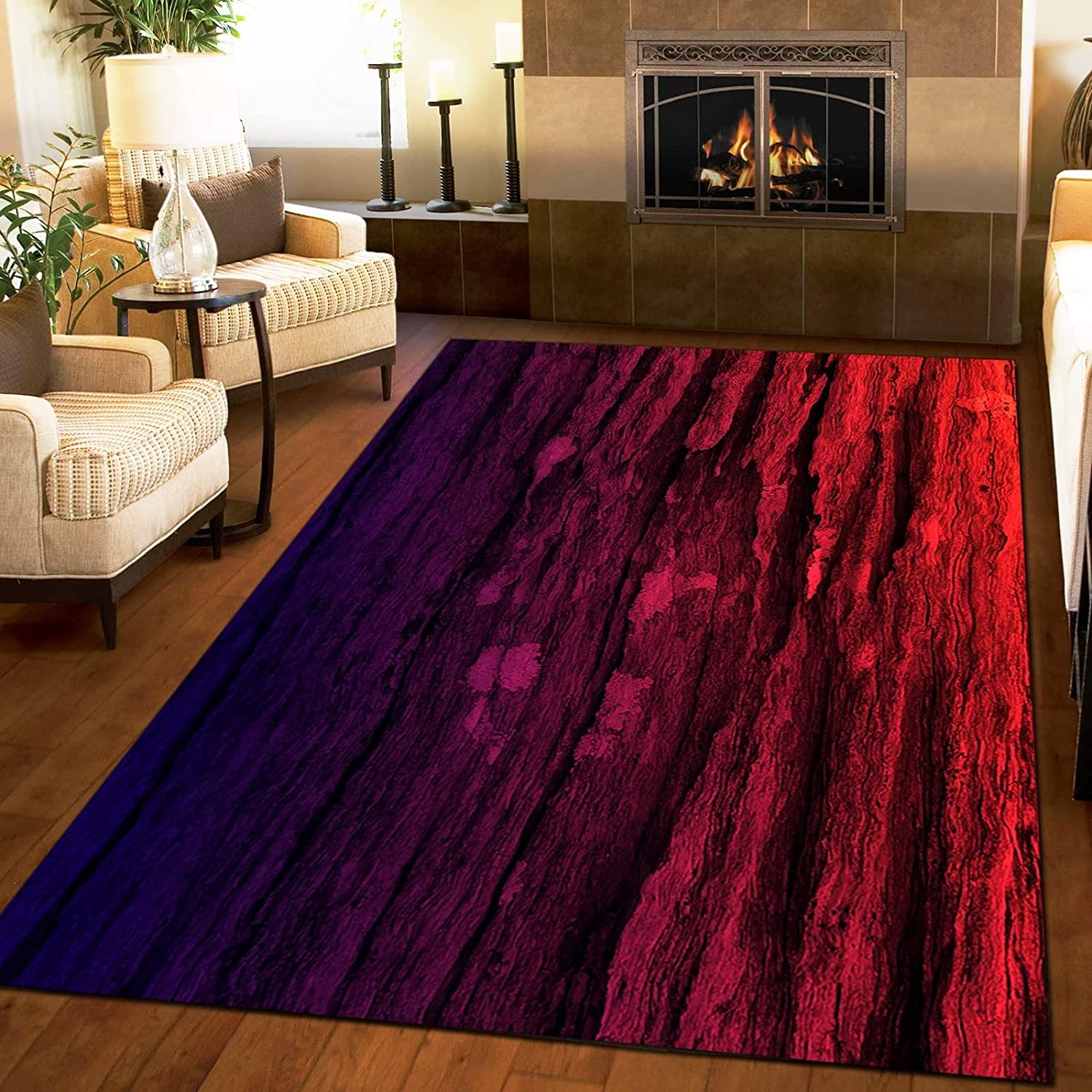 Mysterious Personality Red Striped Area Rugs - Indoor Non-Slip Kids Rugs for Personalized Study Dining Room Décor