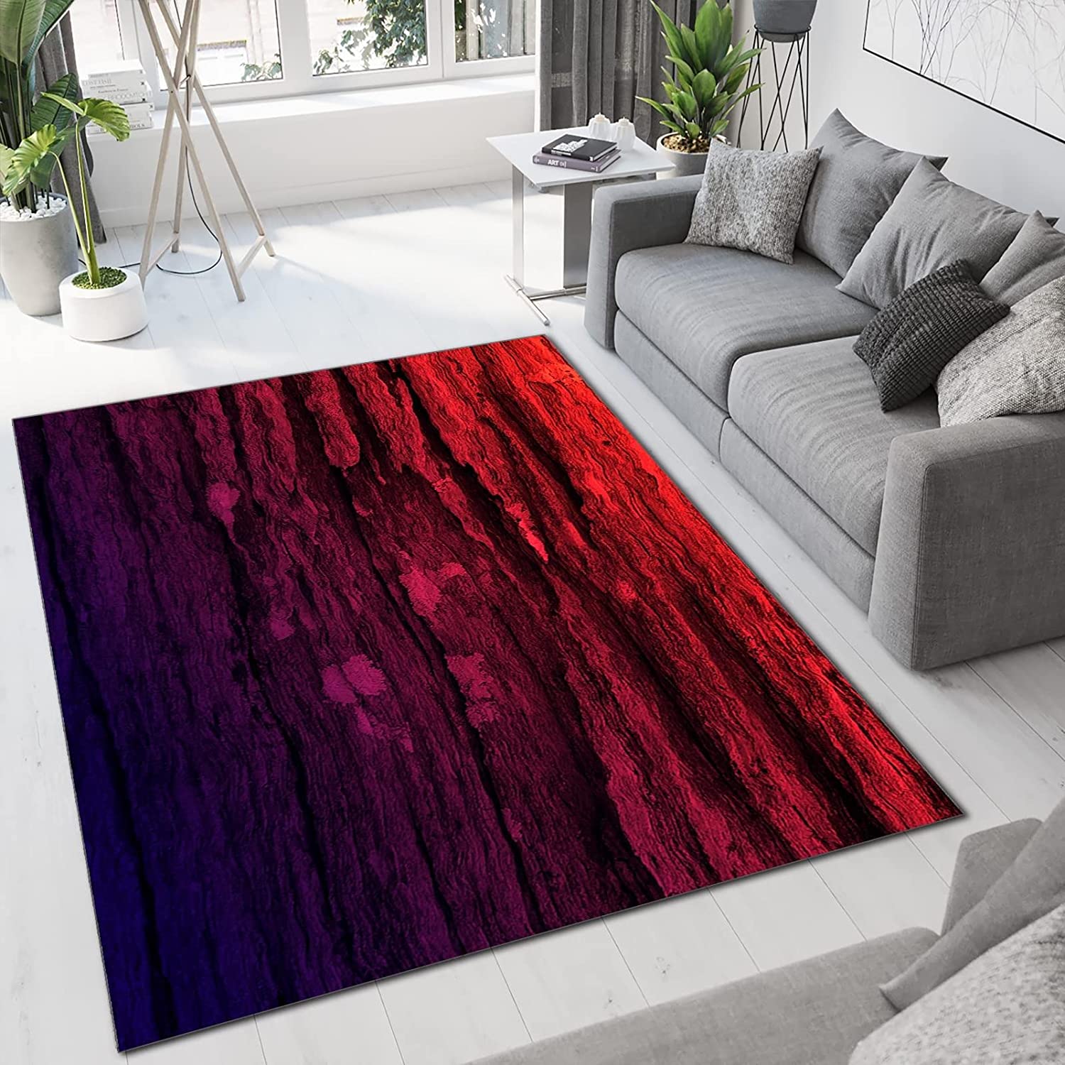 Mysterious Personality Red Striped Area Rugs - Indoor Non-Slip Kids Rugs for Personalized Study Dining Room Décor - Image 2
